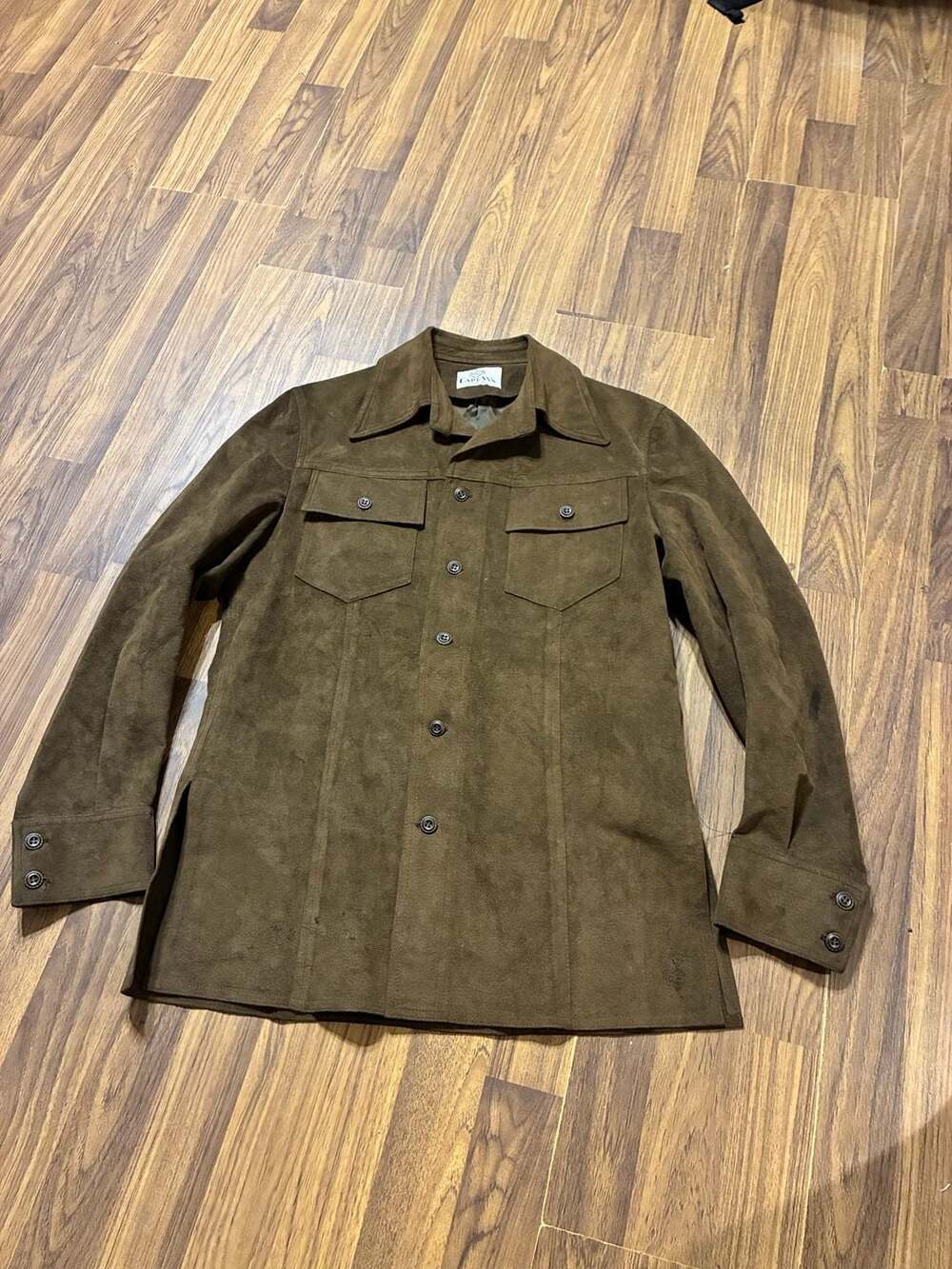 Vintage Caplan's Brown Suede Button-Front Shirt Jacket